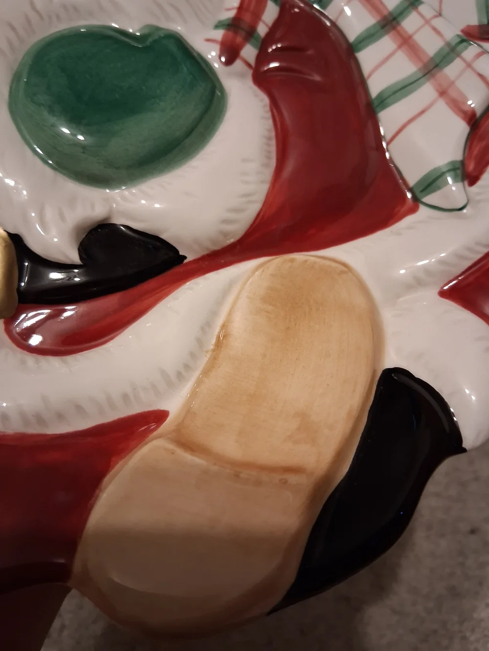 Fitz and Floyd Ceramic Santa Serving Plate - Red, Green & Cream